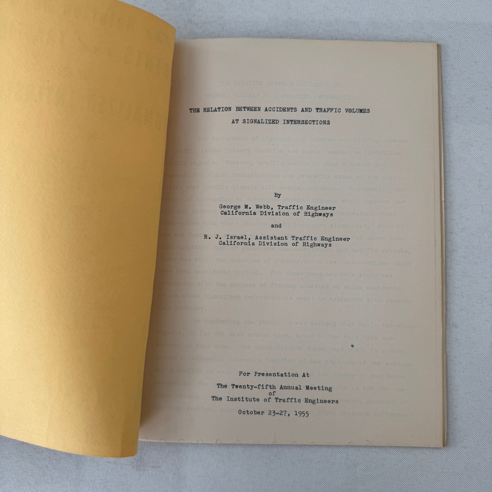 1955 California Traffic Accident Civil Engineering Road Construction Study