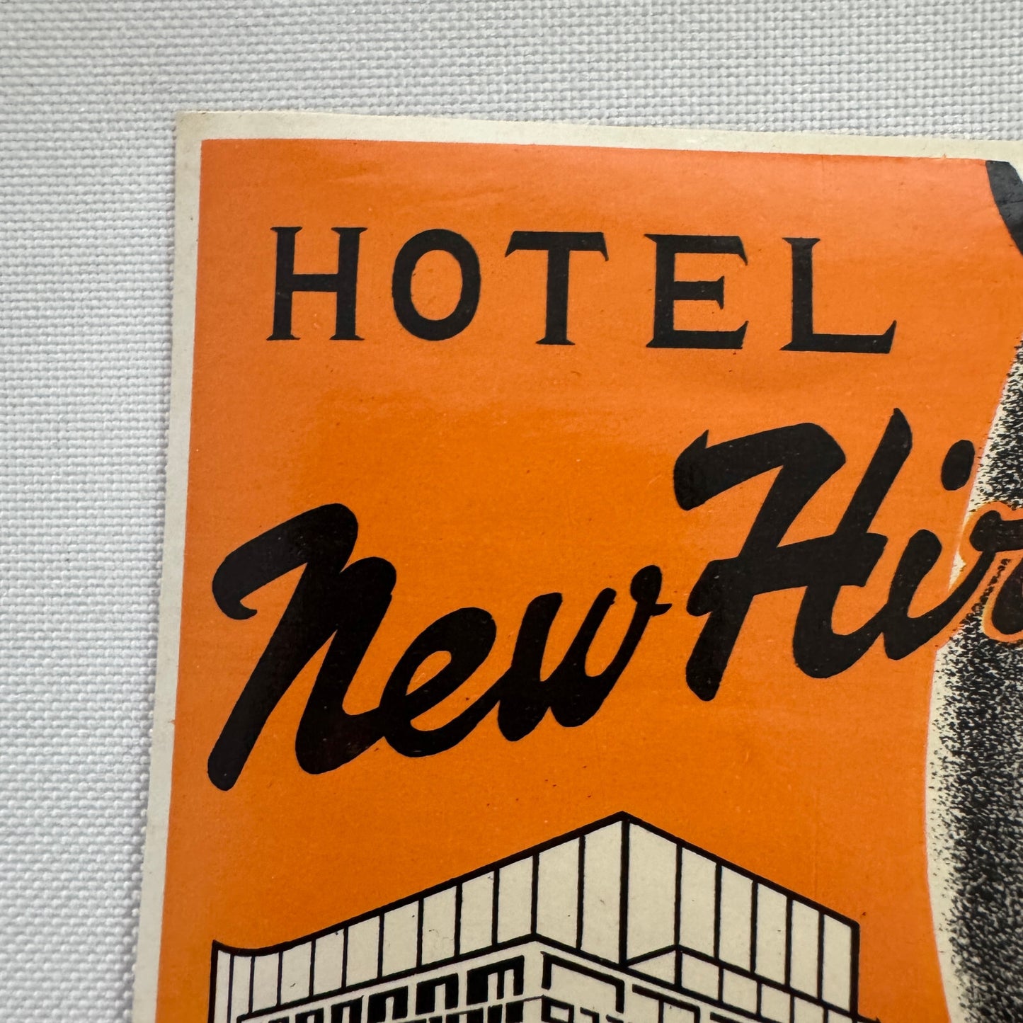 Vintage Travel Luggage Label Hotel New Hiroshima Japan Japanese