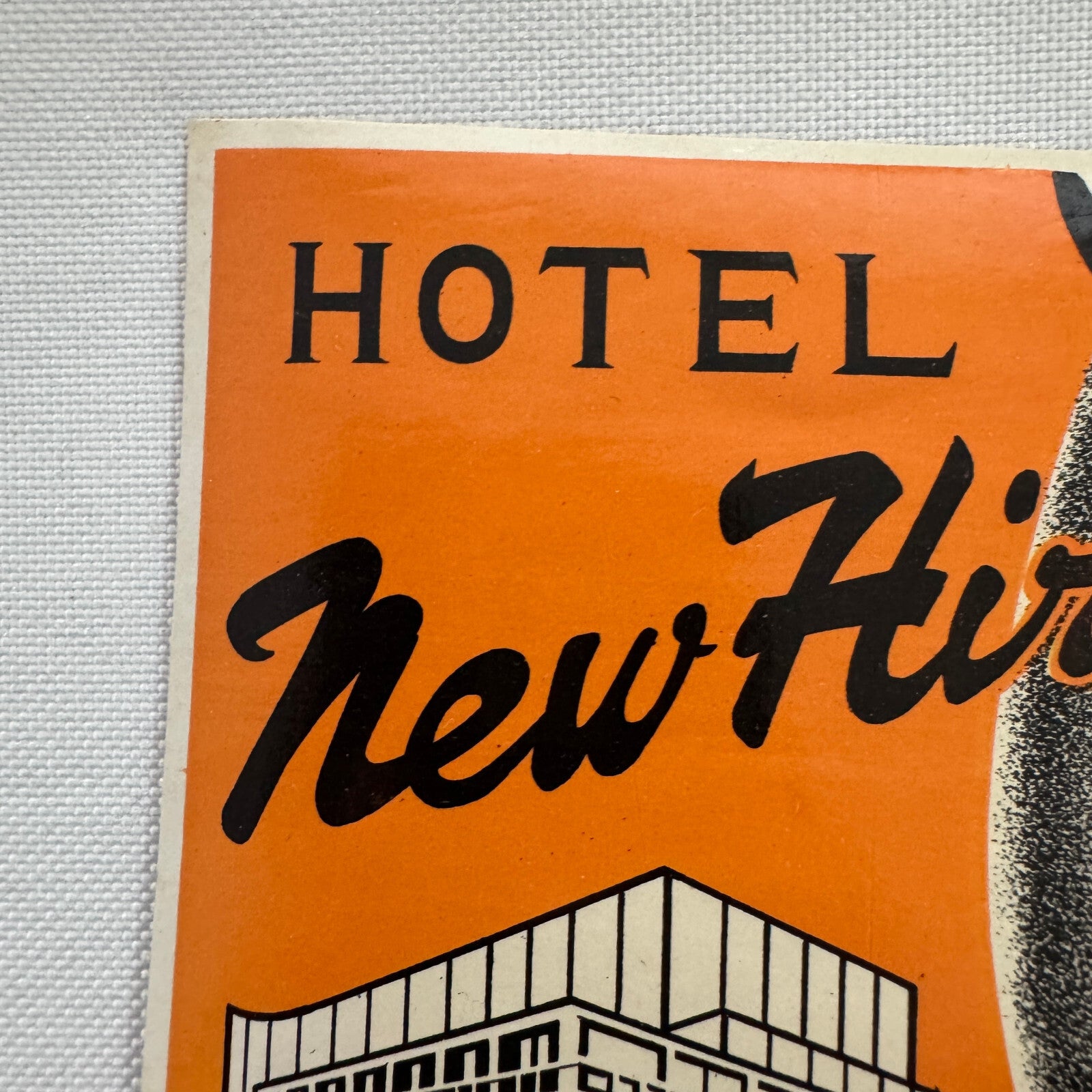 Vintage Travel Luggage Label Hotel New Hiroshima Japan Japanese