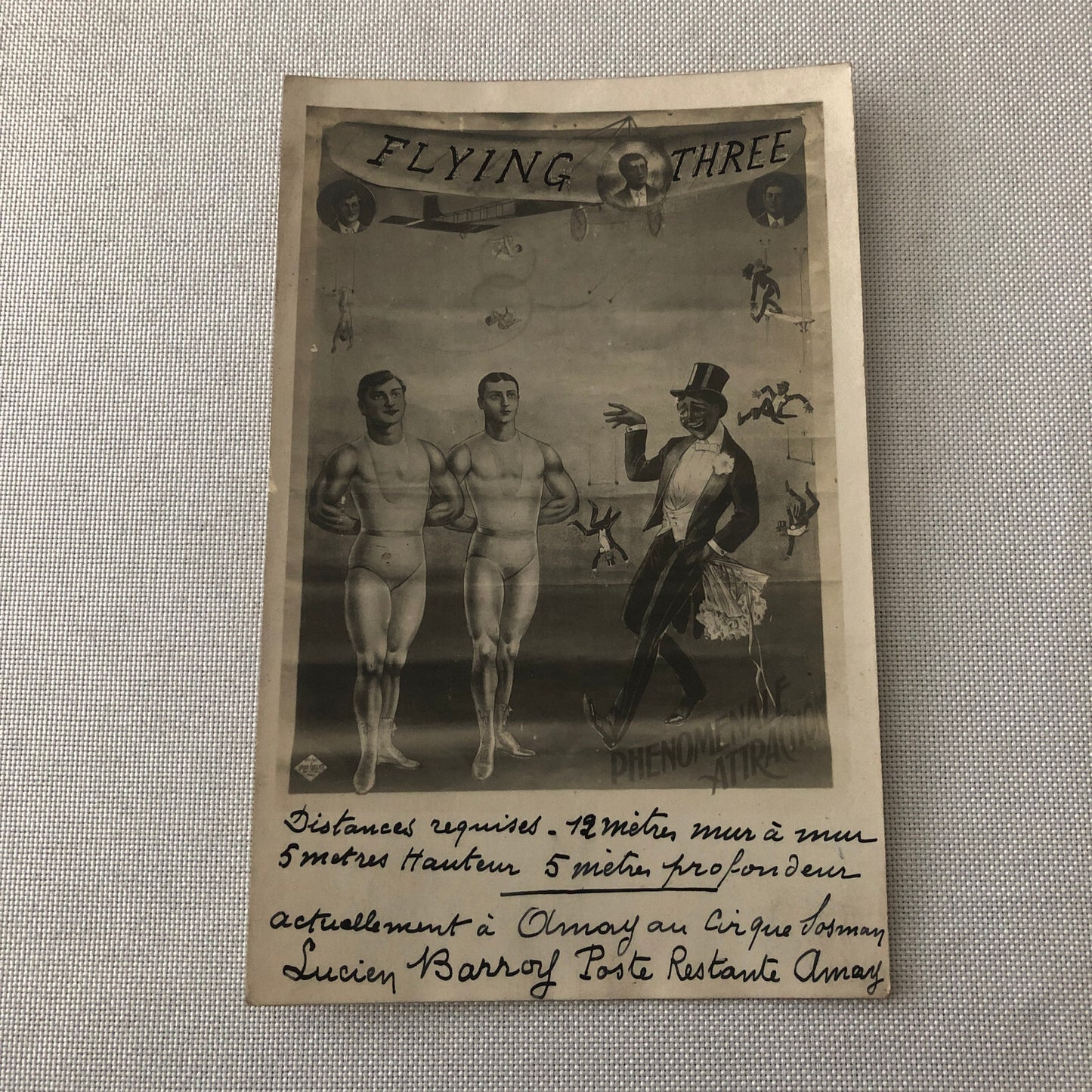 Circus Acrobat Act Postcard Post Card Vintage Flying Three
