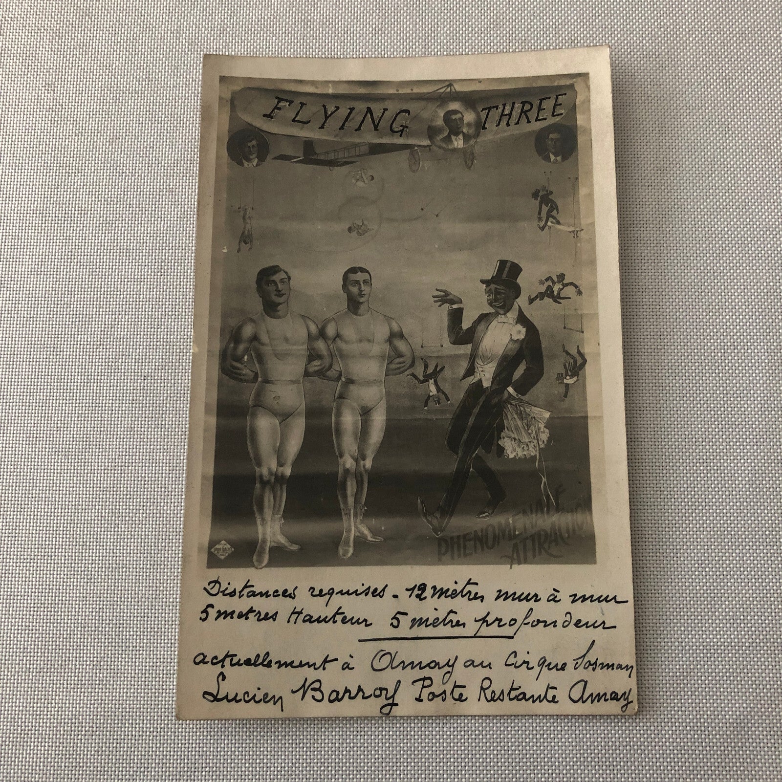 Circus Acrobat Act Postcard Post Card Vintage Flying Three