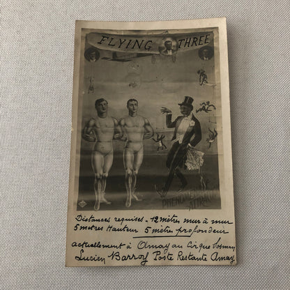 Circus Acrobat Act Postcard Post Card Vintage Flying Three