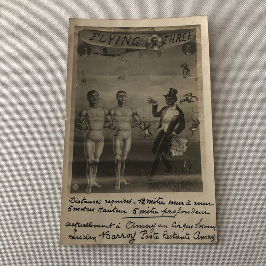 Circus Acrobat Act Postcard Post Card Vintage Flying Three