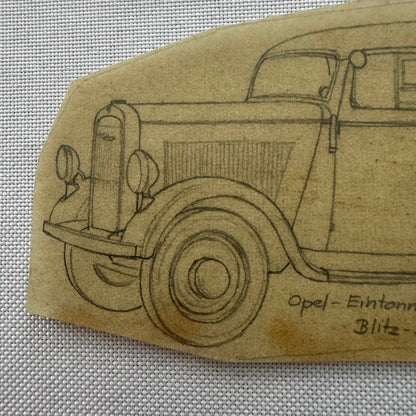 Vintage Illustration Opel Delivery Van Hand Drawn Drawing Sketch Art Germany