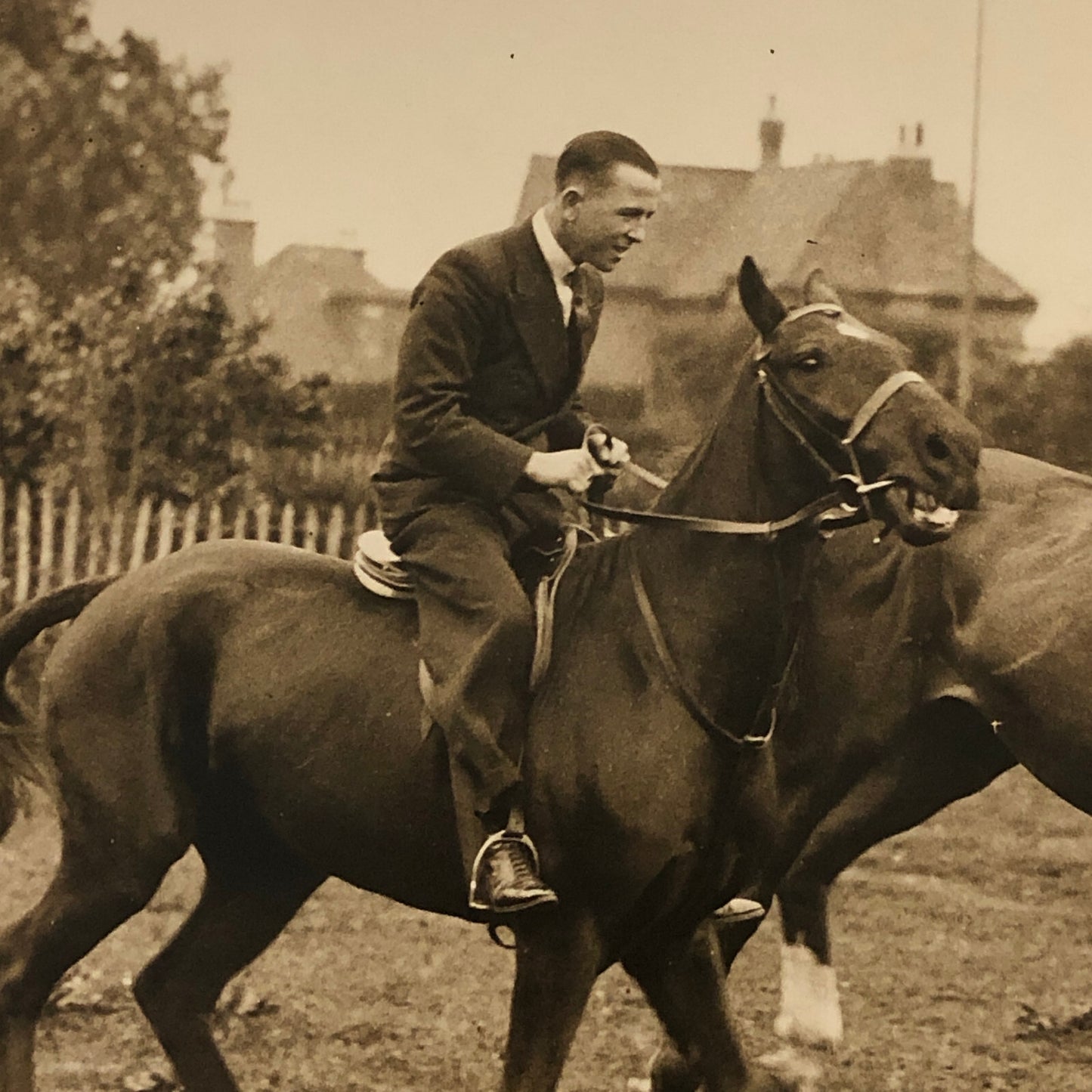 Press Photo Photograph Welterweight Boxer Jack Hood on Horse British 1933 Boxing