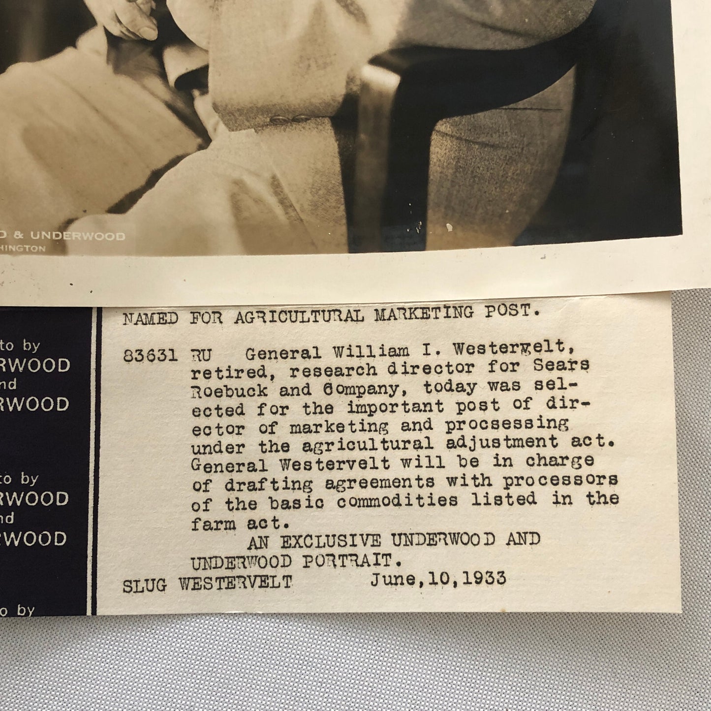 Press Photo Photograph Sears and Roebuck Executive Agriculture Post 1933