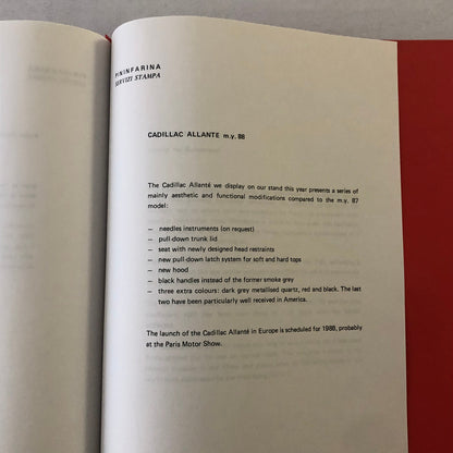 1988 Pininfarina Press Kit Ferrari F40 Lancia Thema Wagon Cadillac Allante