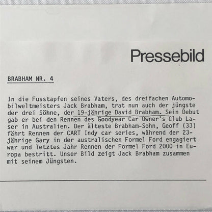 Vintage Racing Photo Photograph Jack Brabham Driver with Car 