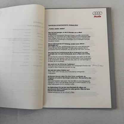 1999 Audi 24 Hours of LeMans Racing Team Press Kit Photos Brochure GERMAN