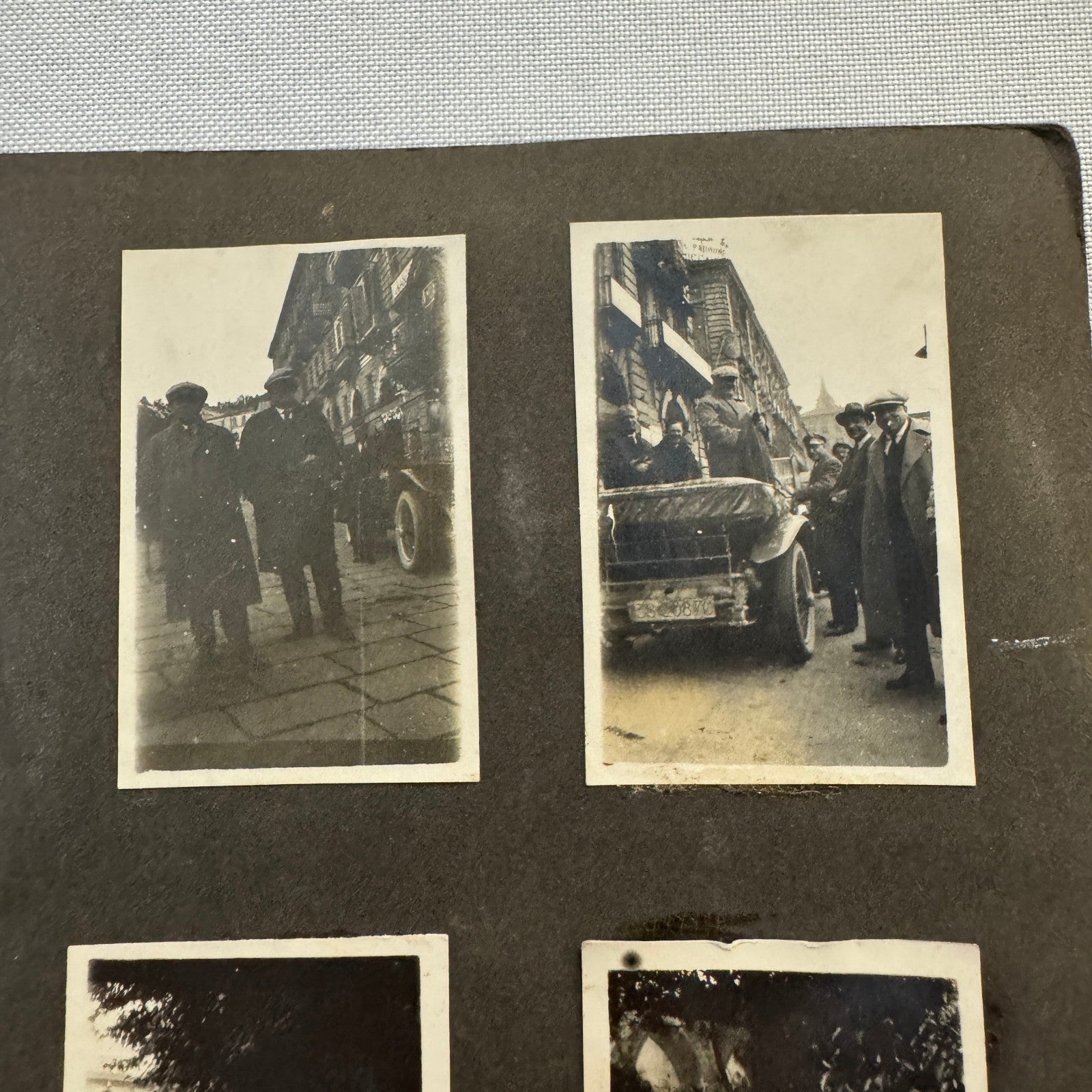 Vintage Photo Album Pages Car Automobile People Horse Cow Animals European