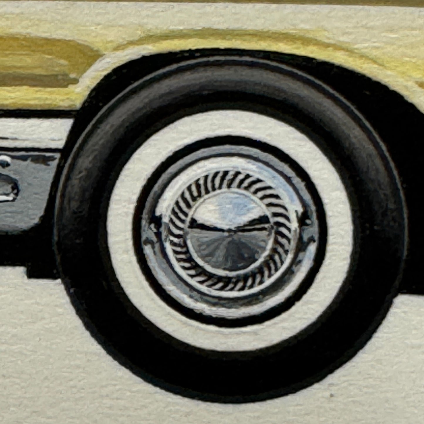 1959 Ford Thunderbird Convertible Car Illustration Art Drawing Vintage Miniature