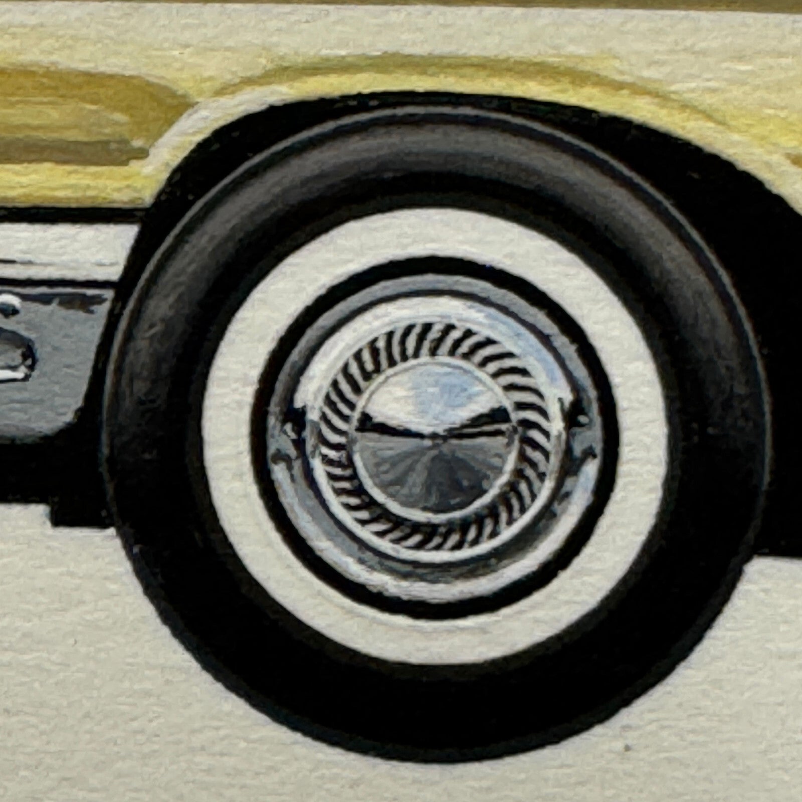 1959 Ford Thunderbird Convertible Car Illustration Art Drawing Vintage Miniature