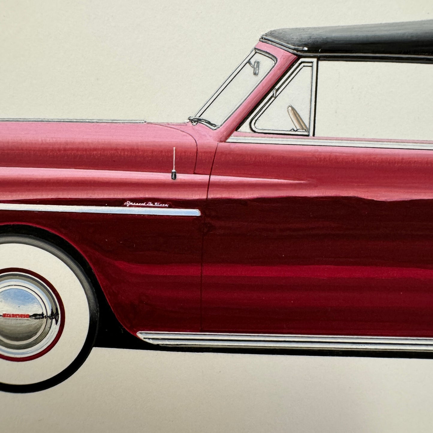 1949 Plymouth Special Deluxe Convertible Automobile Illustration Art Drawing