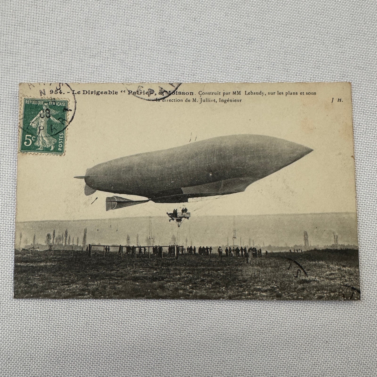 Vintage Military Airship Dirigible Zeppelin Patrie Postcard Post Card French