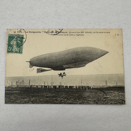 Vintage Military Airship Dirigible Zeppelin Patrie Postcard Post Card French
