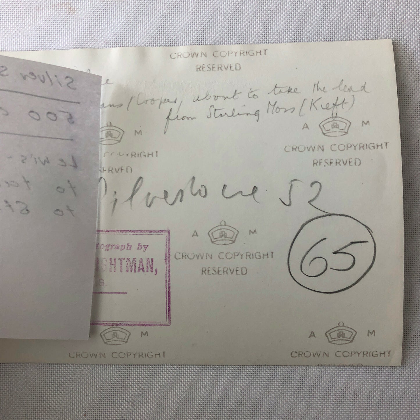 1952 Stirling Moss Racing Photo Photograph Silverstone Kieft Car with Cooper 