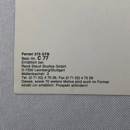 Ferrari 275 GTB Rene Staud Postcard Post Card Ferrari 275GTB