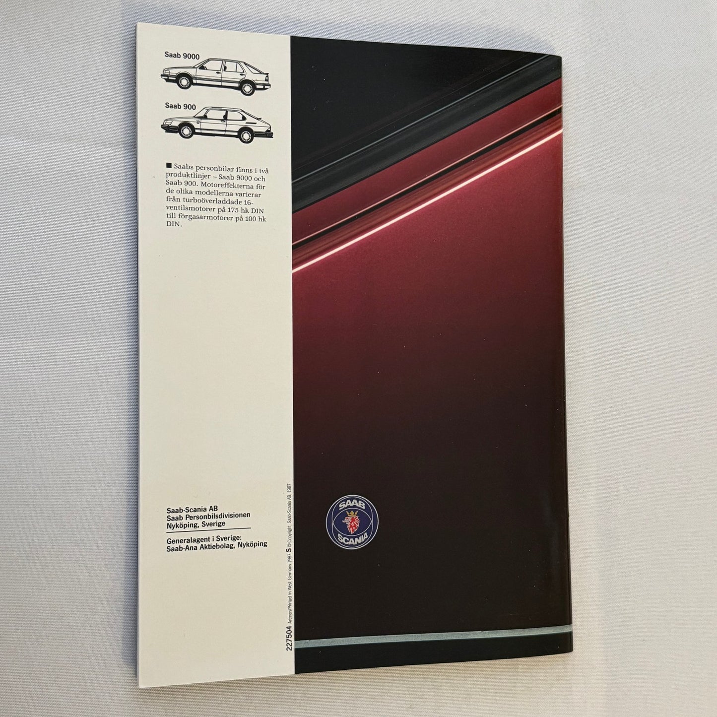 Vintage Saab 900 Car Sales Brochure Catalog 900 Turbo 900i 900C Car SWEDISH Text