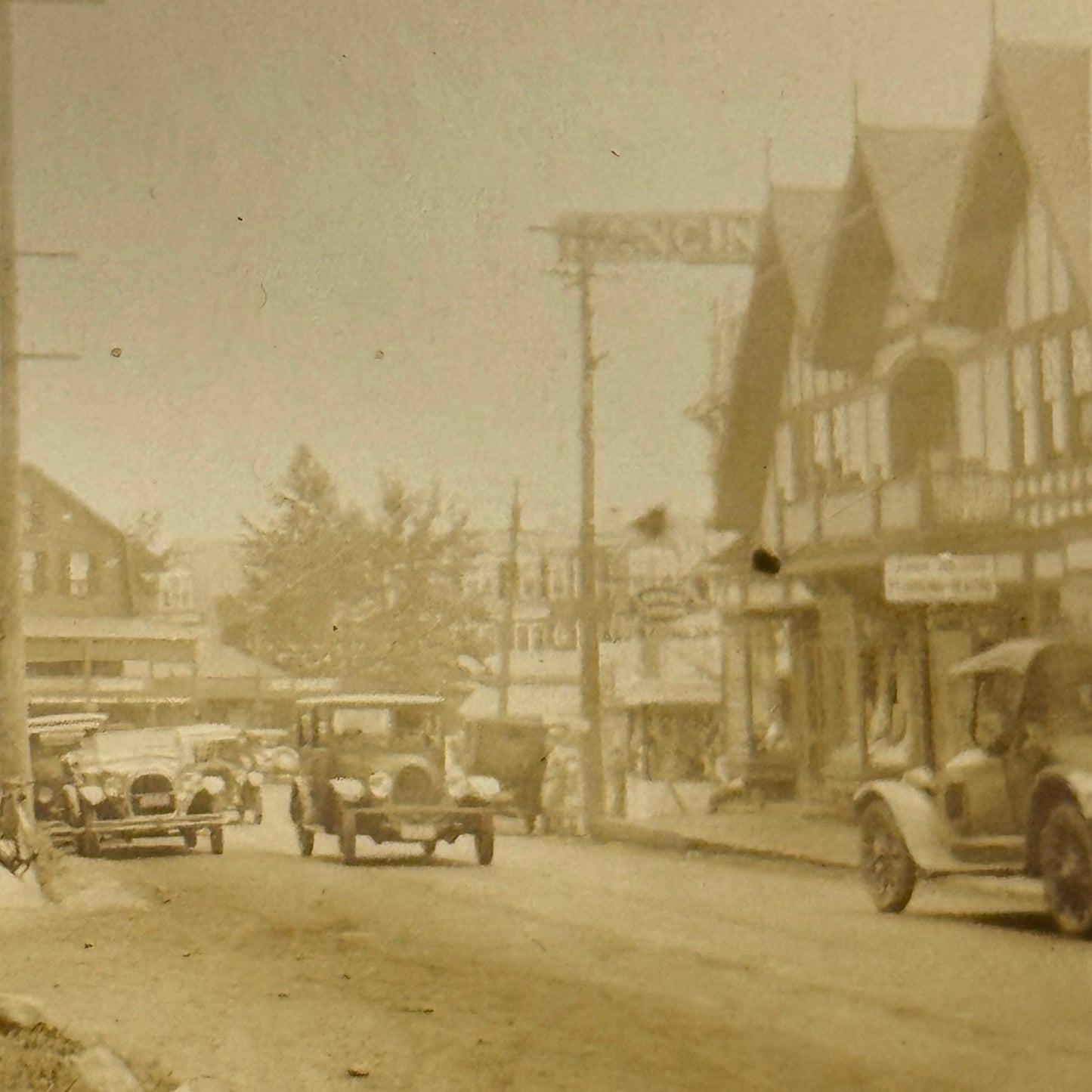 Vintage Car Photo Street Scene Automobile Building Snapshot Image