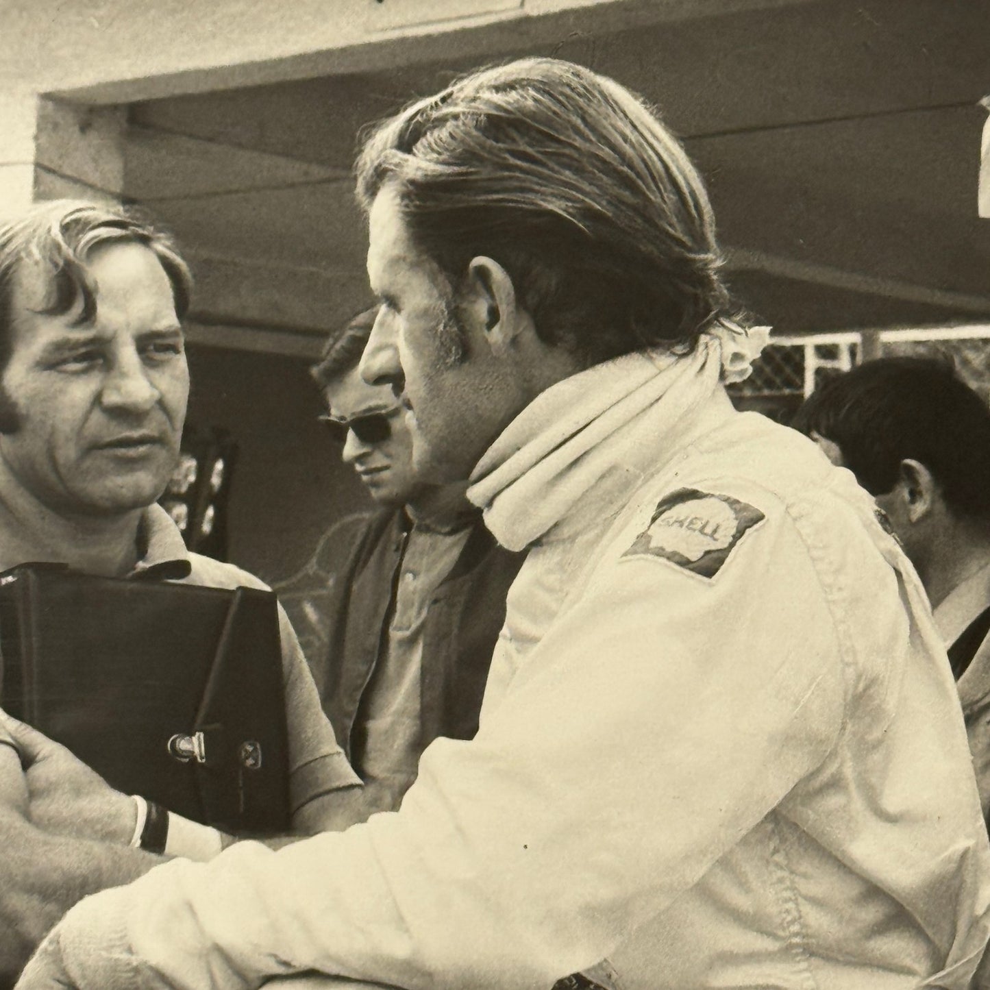 Vintage Racing Photo 1969 German Grand Prix Graham Hill Innes Ireland Scammel