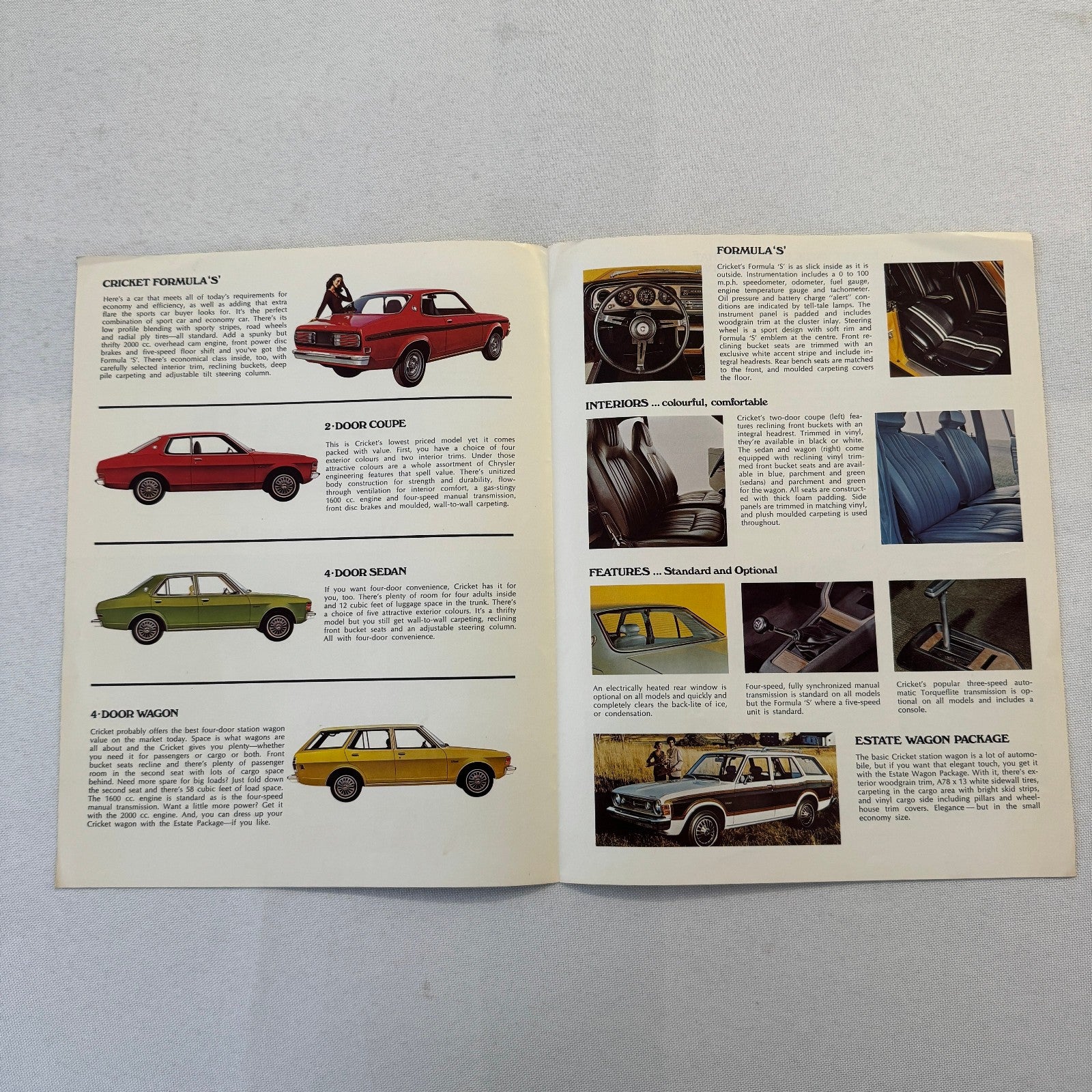 1976 Plymouth Cricket Car Sales Brochure Catalog Formula S Coupe Sedan Wagon