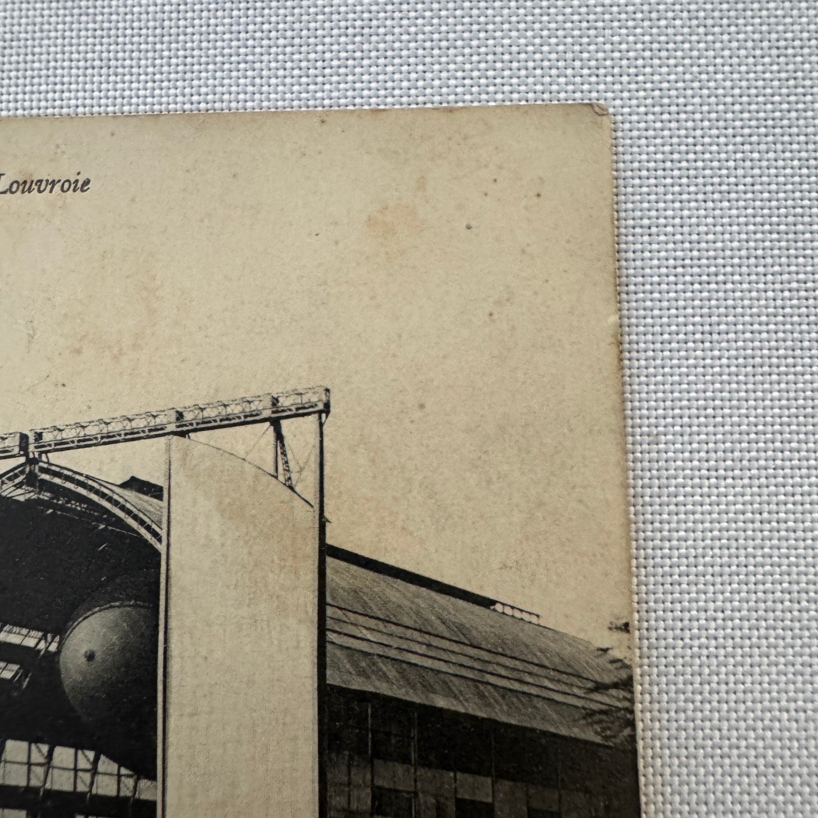 Vintage Zeppelin Airship Dirigible Postcard Post Card French Louvroie Hangar