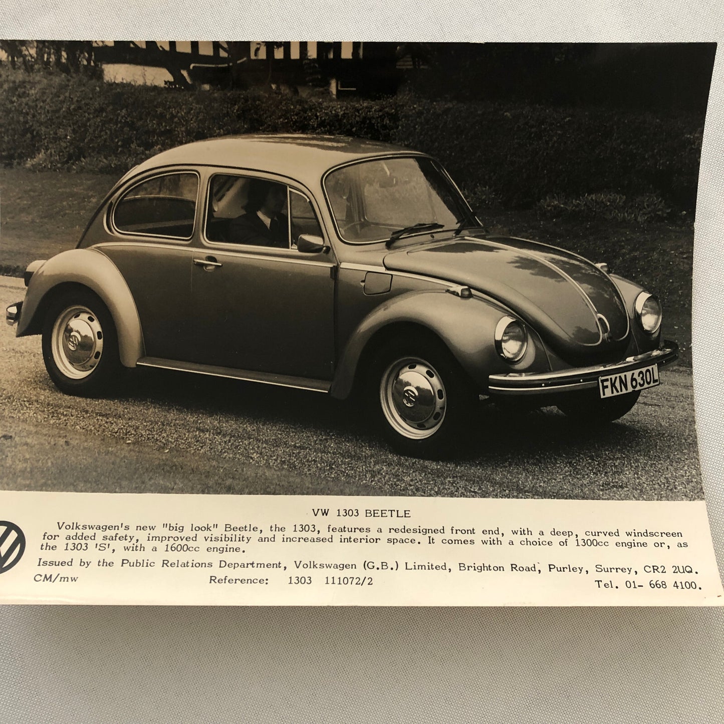 Vintage Volkswagen VW Beetle Factory Press Photo Photograph Print