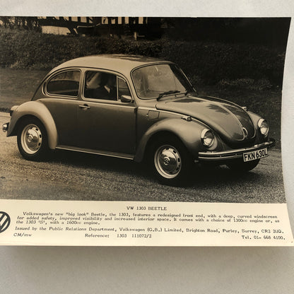 Vintage Volkswagen VW Beetle Factory Press Photo Photograph Print