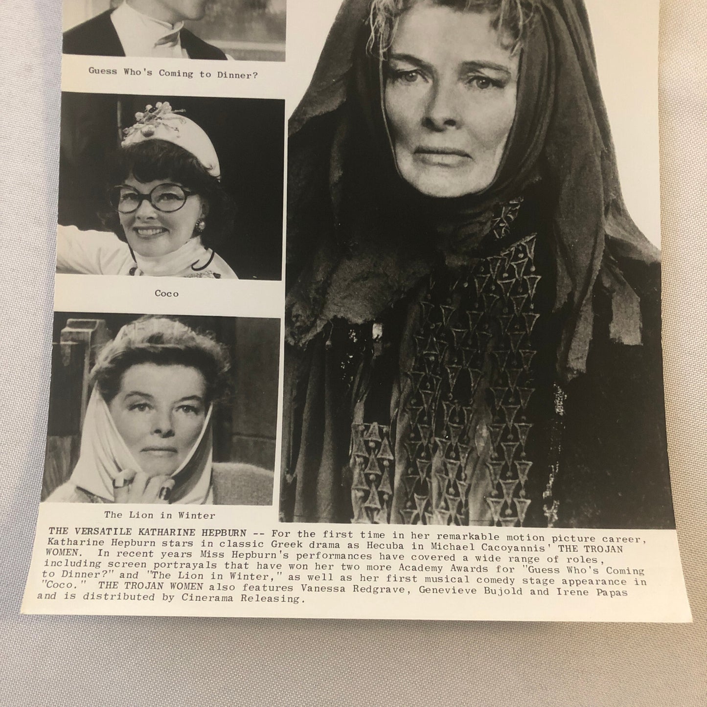 Katharine Hepburn Actress Press Photo Photograph Movie Film Trojan Woman Coco +
