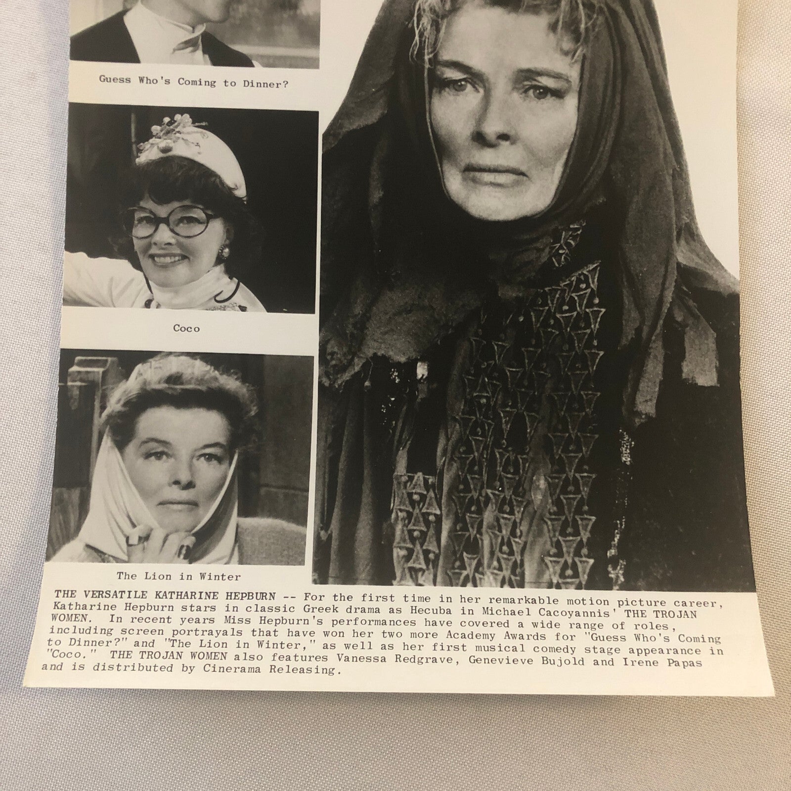 Katharine Hepburn Actress Press Photo Photograph Movie Film Trojan Woman Coco +