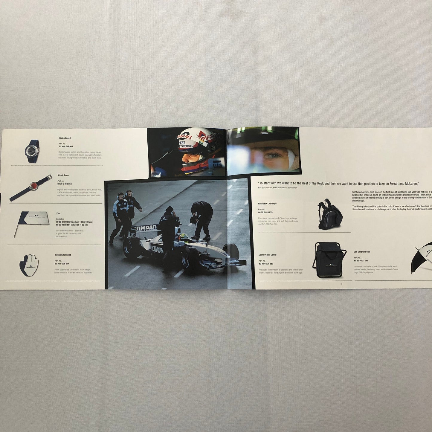 2001 BMW Williams F1 Team Collection Clothing and Lifestyle Accessories Brochure