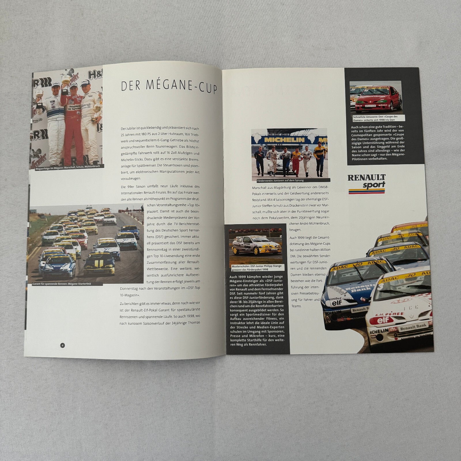 Renault Sport Racing Brochure GERMAN Text Renault Megane Cup Formula +