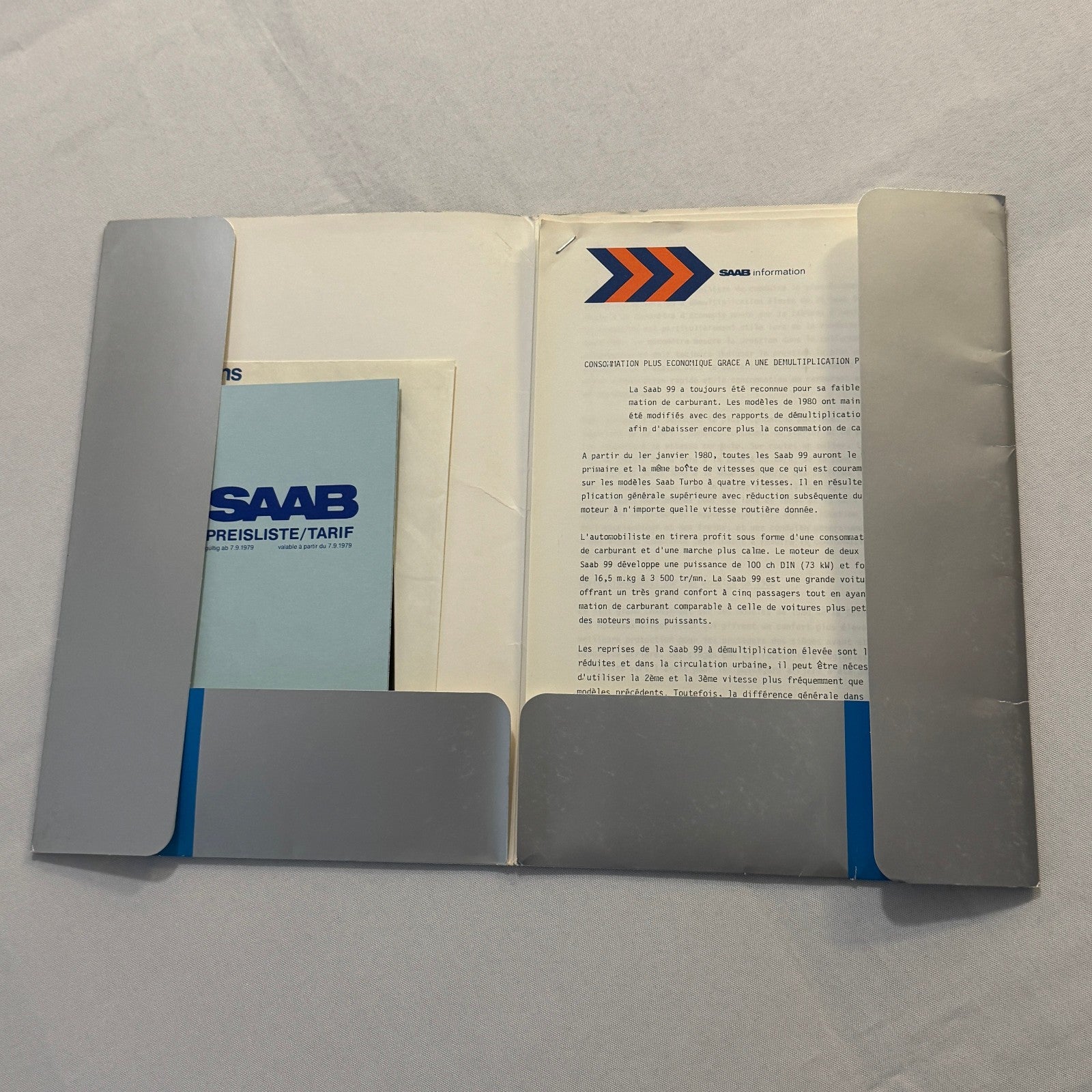 1980 Saab Factory Press Kit Brochure Photos Saab 900 99 Turbo EMS FRENCH