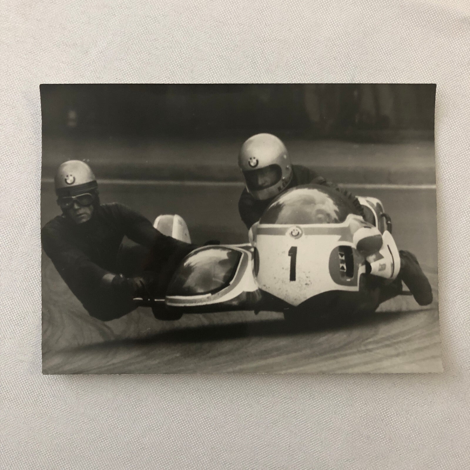 Vintage BMW Motorcycle Sidecar Racing Photo photograph Germany Side Car