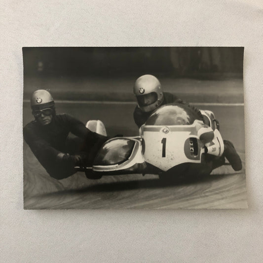 Vintage BMW Motorcycle Sidecar Racing Photo photograph Germany Side Car
