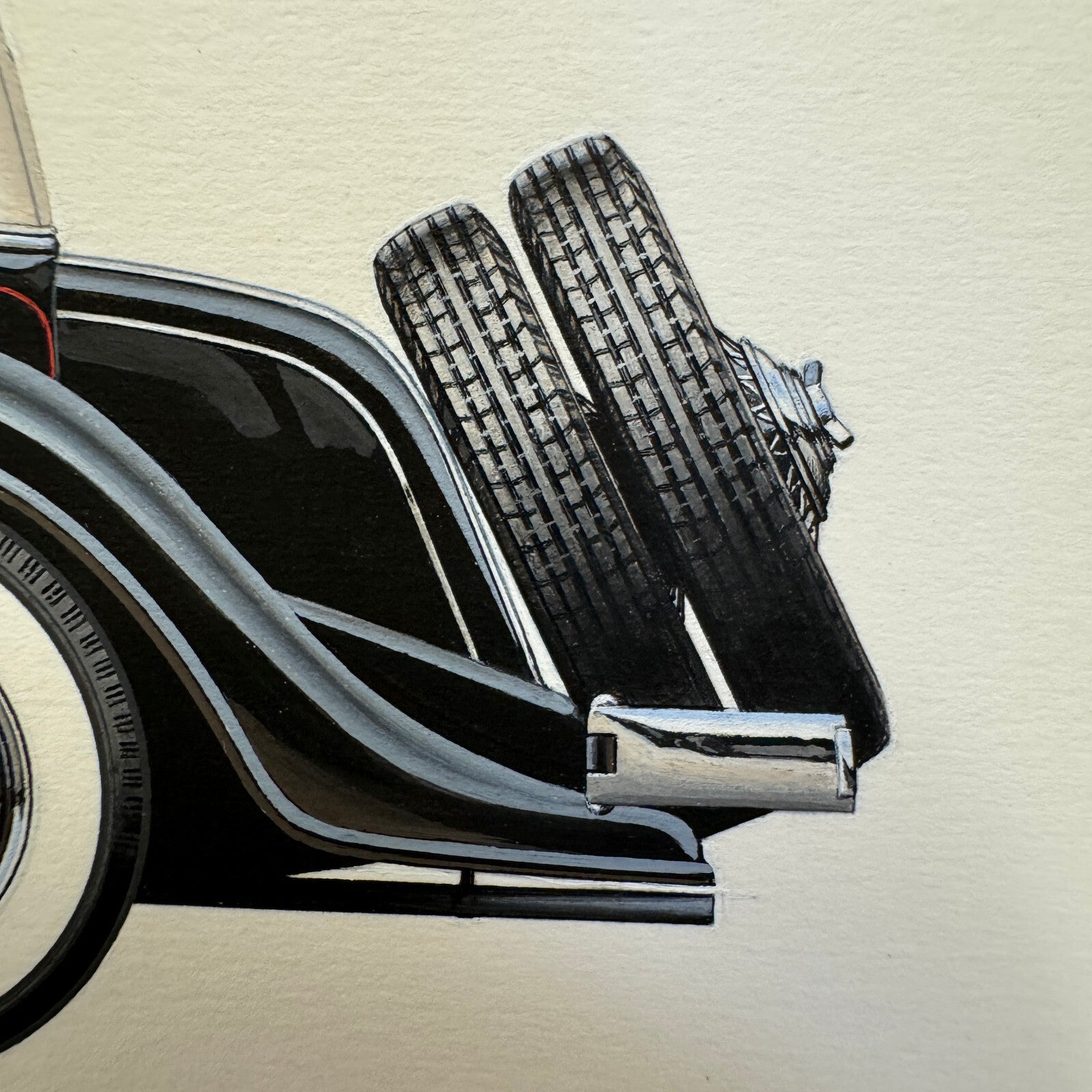 1932 Horch 12 Type 670 Sport Cabriolet Automobile Illustration Art Drawing