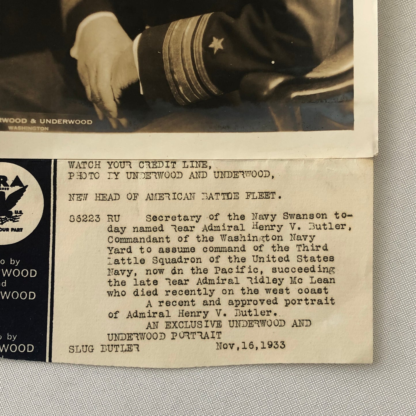 Press Photo Photograph Navy Rear Admiral Henry V Butler Washington Yard 1933