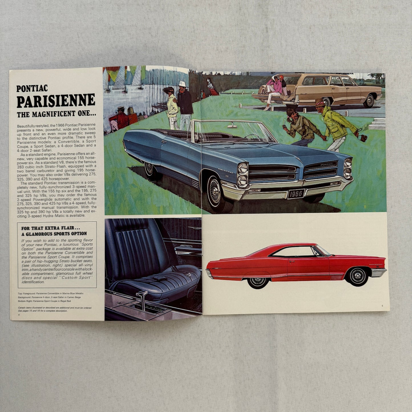 1966 Pontiac Sales Brochure Catalog Grand Parisienne Laurentian Strato Chief