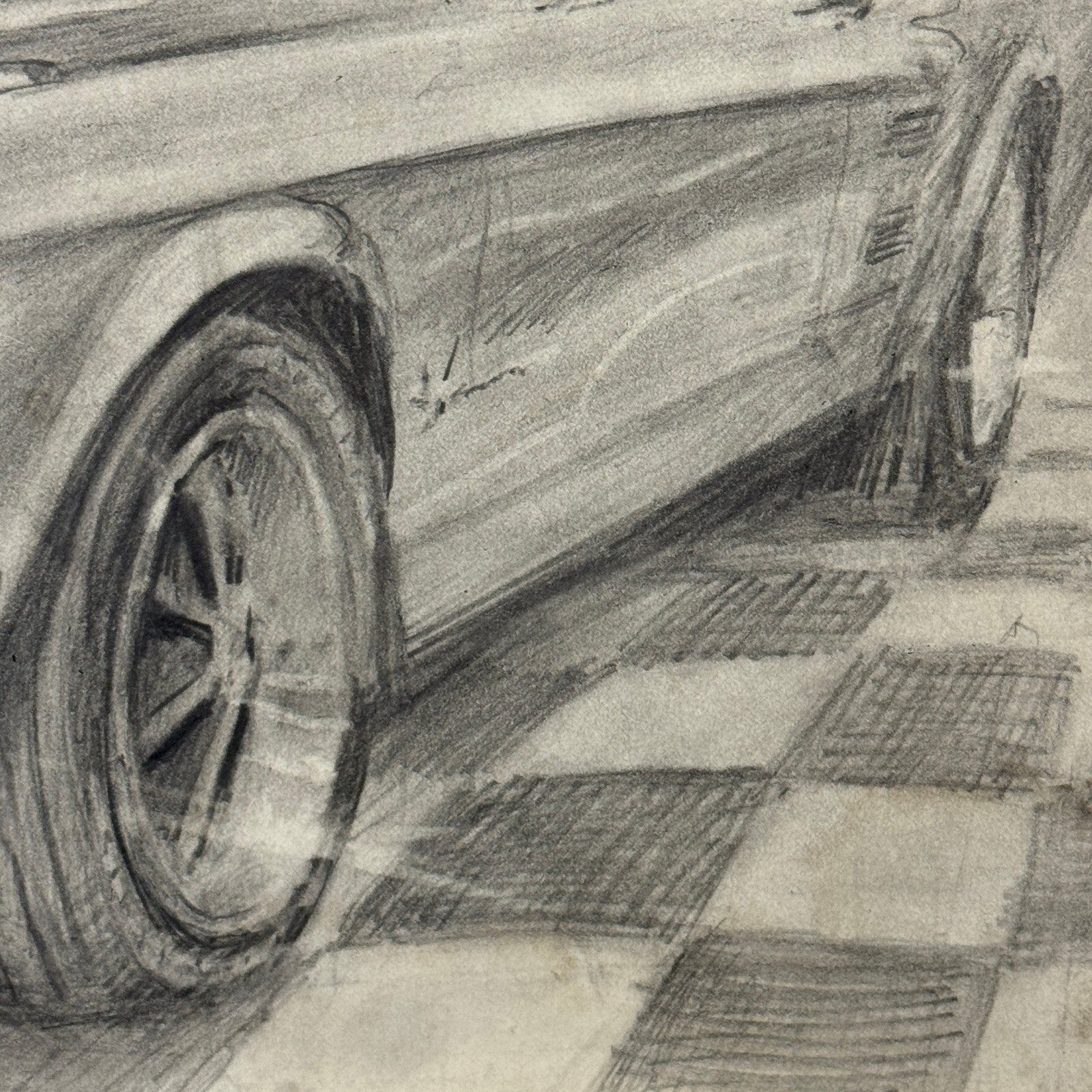 Ford Mustang Vintage Car Illustration Drawing Sketch Original Art Signed