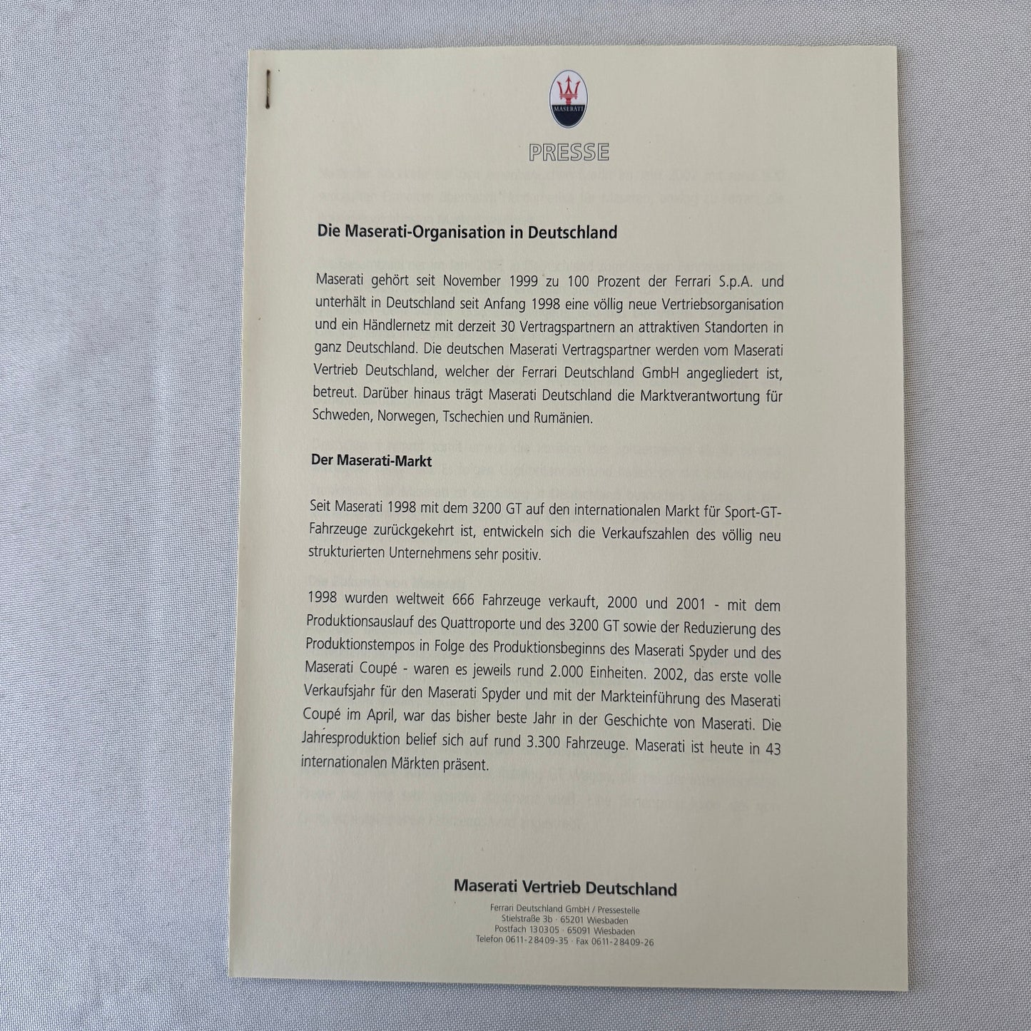 2003 Maserati Coupe & Maserati Spyder Press Kit Brochure Photo CD