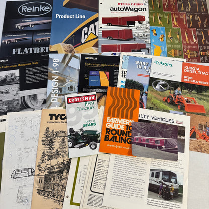 Vintage Equipment Brochure Lot Farm Construction Trailer Tractor Caterpillar