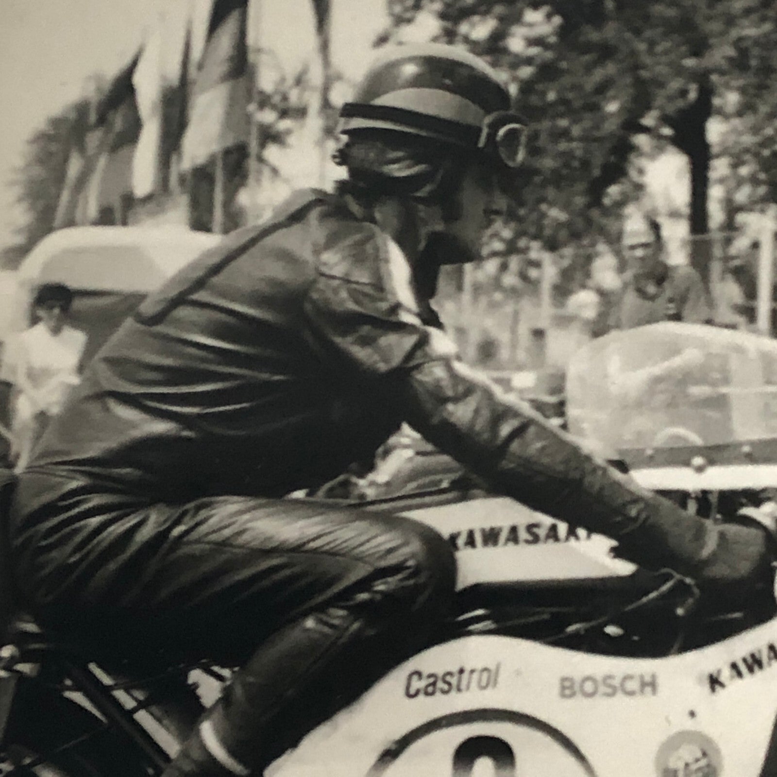 Vintage Motorcycle Racing Photo photograph Rider Werner Bergold Kawasaki 1971