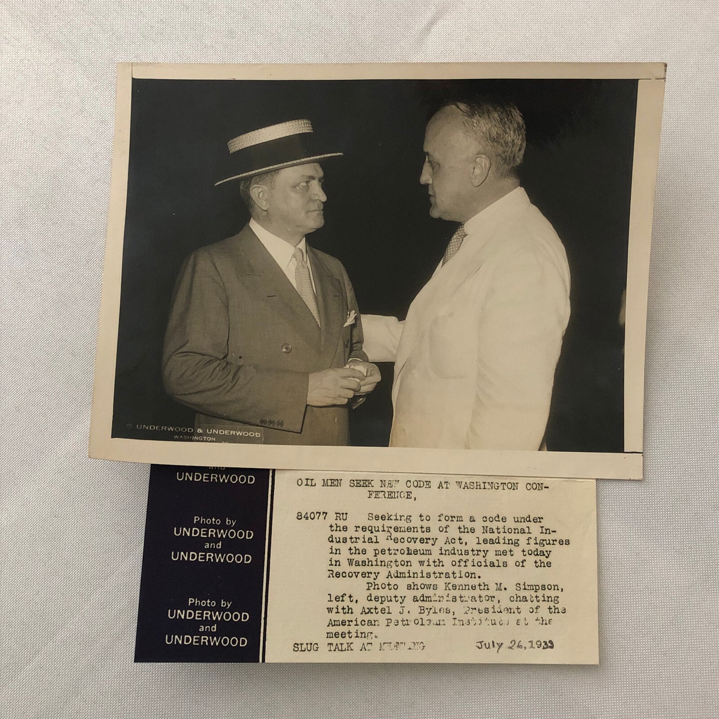 Press Photo Photograph NRA National Recovery Administration 1933 Petroleum