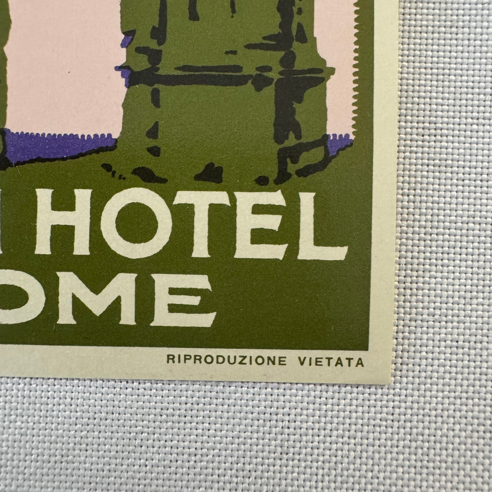 Vintage Travel Label Eden Hotel Rome Italy Italian