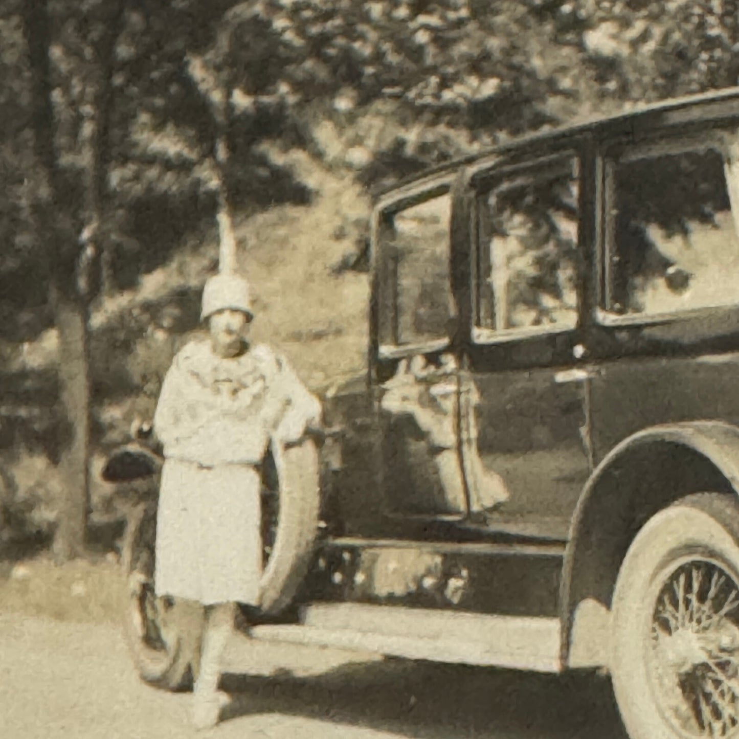Antique Car Automobile Woman Family Real Photo Postcard RPPC Photograph
