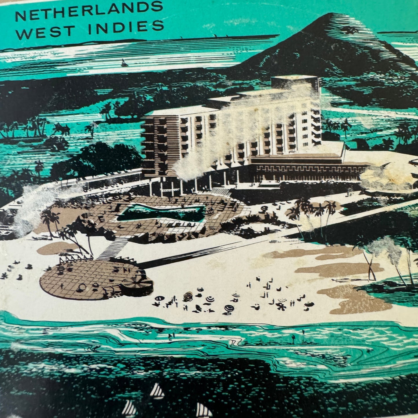 Vintage Hotel Travel Label Aruba Caribbean Hotel and Casino