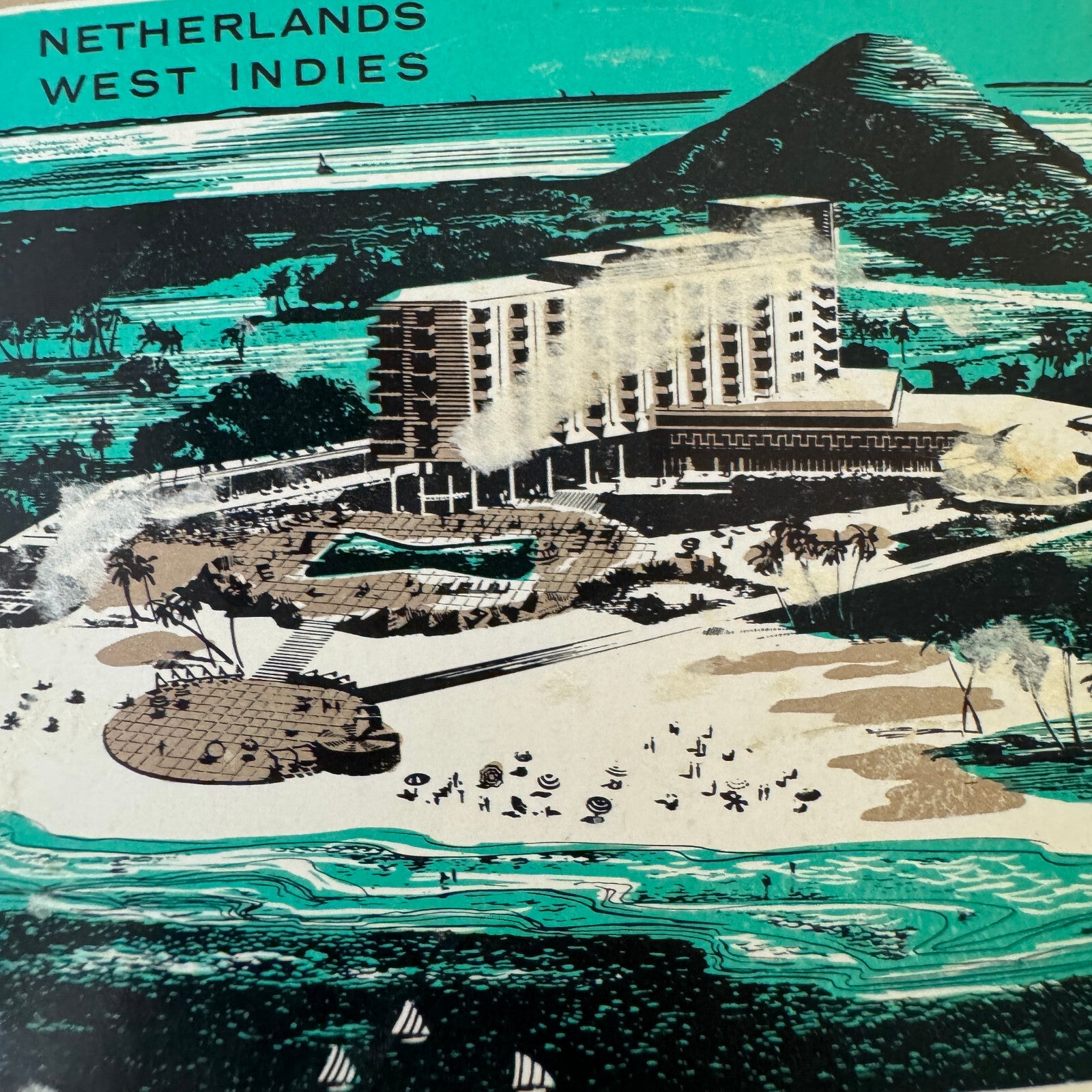 Vintage Hotel Travel Label Aruba Caribbean Hotel and Casino