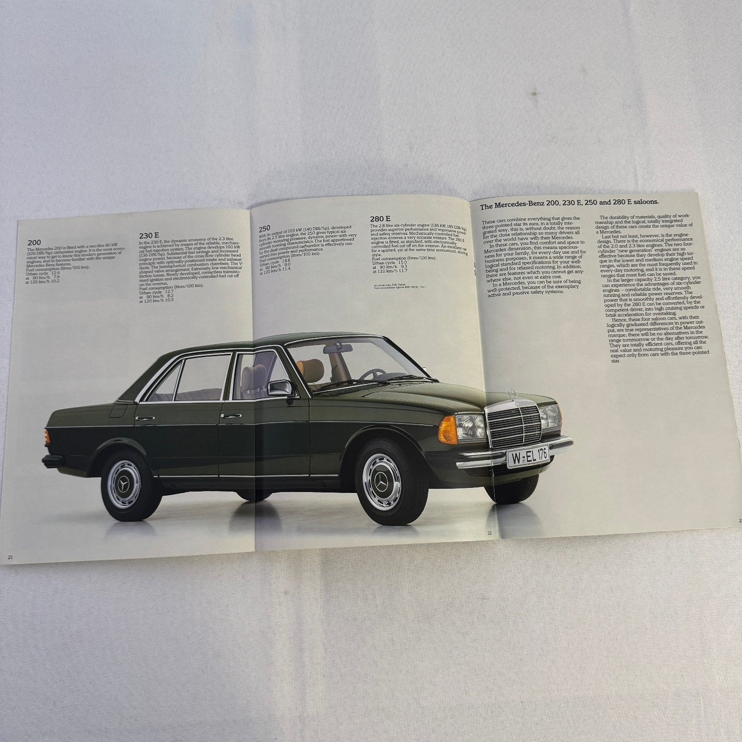 Mercedes Benz Car Brochure 280SL 500 SL 380 SL 280CE 200T 240D 300D 190D 190 250