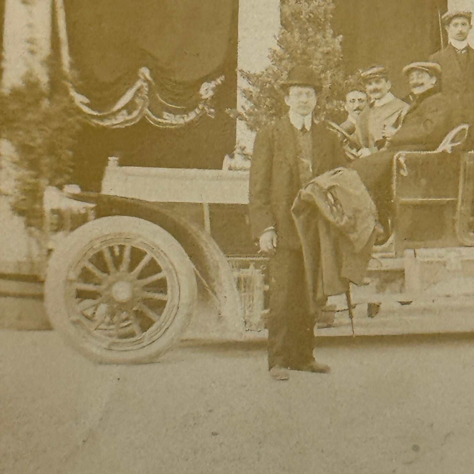Vintage Photograph Photo Men with Antique Car Early Automobile