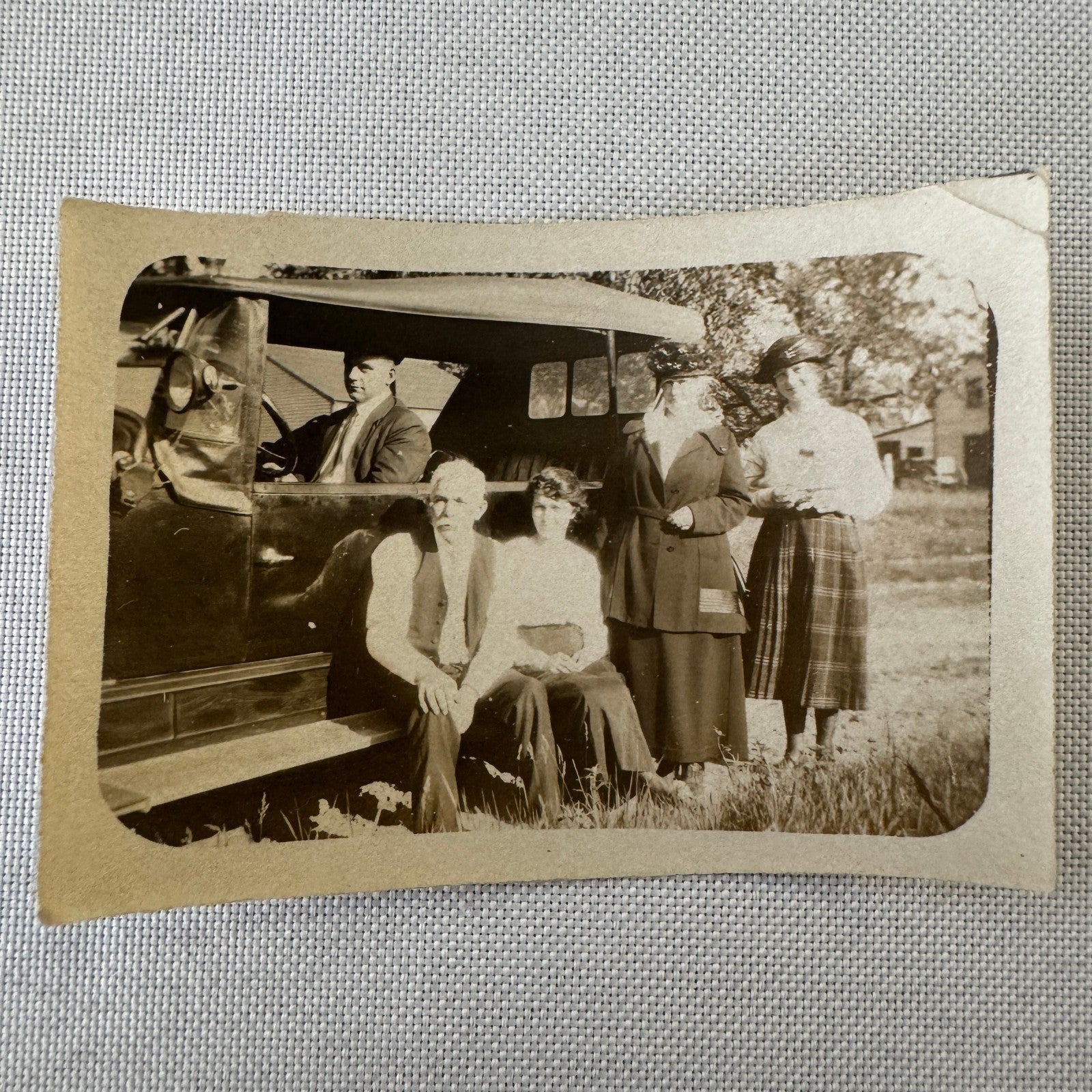 Vintage Car Photo Photograph Print People with Automobile Men Women Snapshot